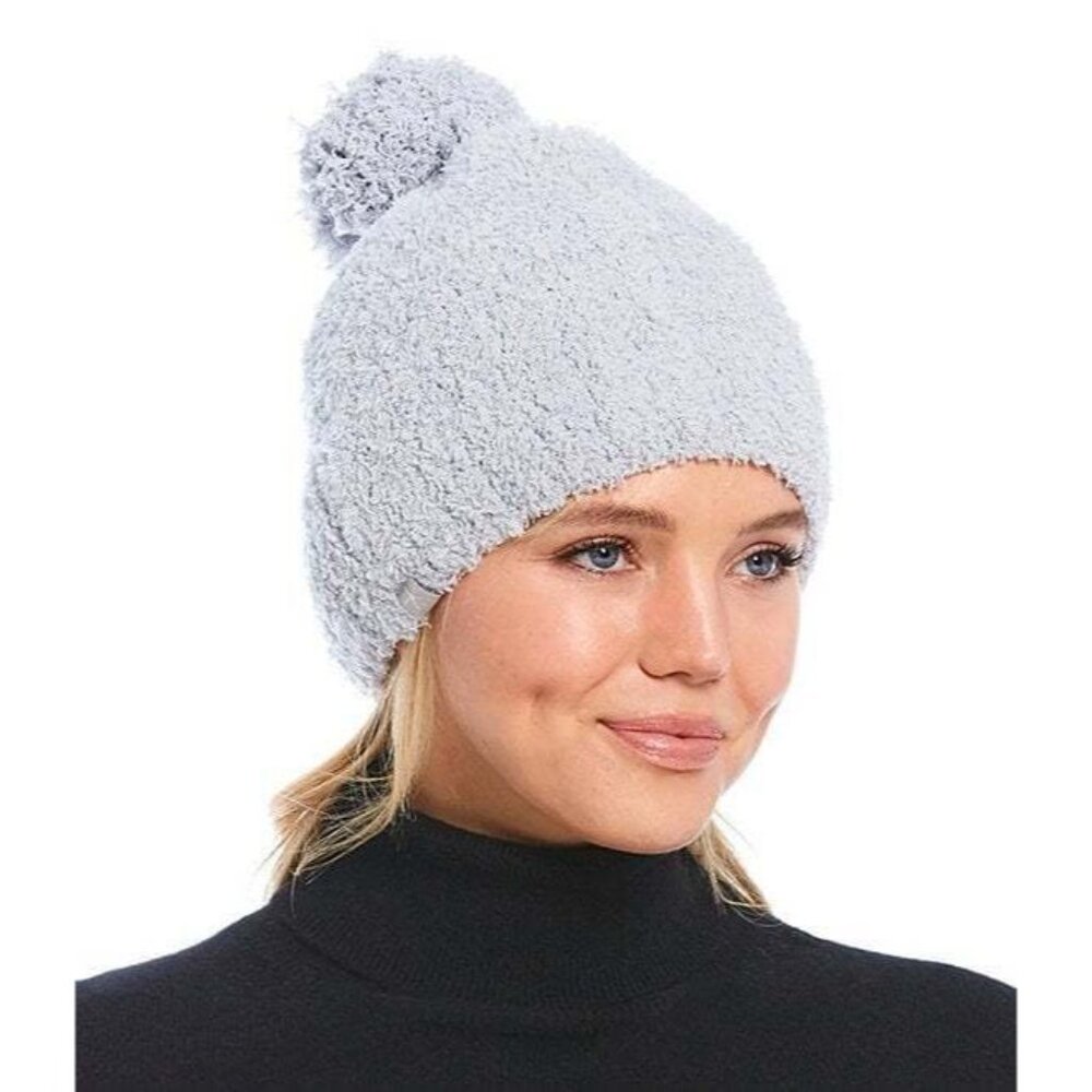 Barefoot Dreams Cozy Chic Pom Pom Beanie Sea Spray Blue NWT $55 Soft Plush Cozy